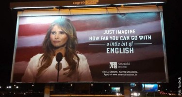 Првокативна реклама со Меланија Трамп во Загреб