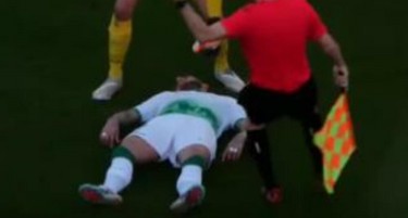 ВОЗНЕМИРУВАЧКА СЦЕНА: Се појави стравична снимка, еве како српски фудбалер падна на терен и ја изгуби свеста